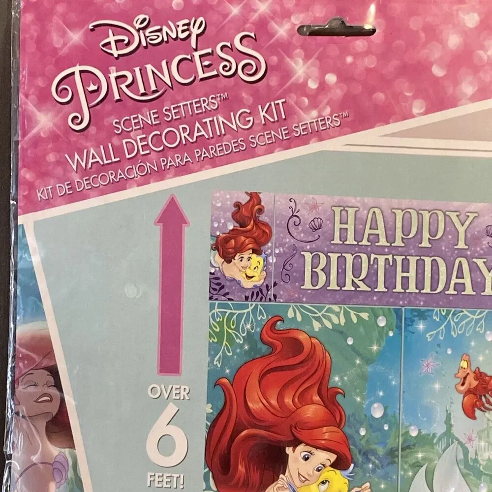 Disney PRINCESS Ariel Mermaid HAPPY BIRTHDAY party GIANT BACKDROP DECORATING KIT